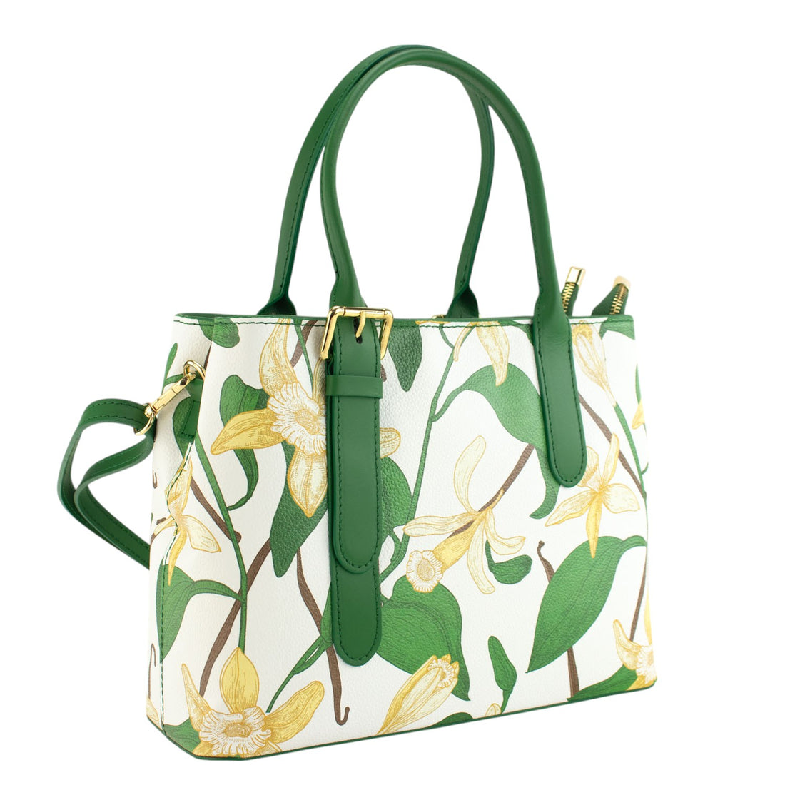 Bolso de mano Piel Pregato Serena Flores Verdes