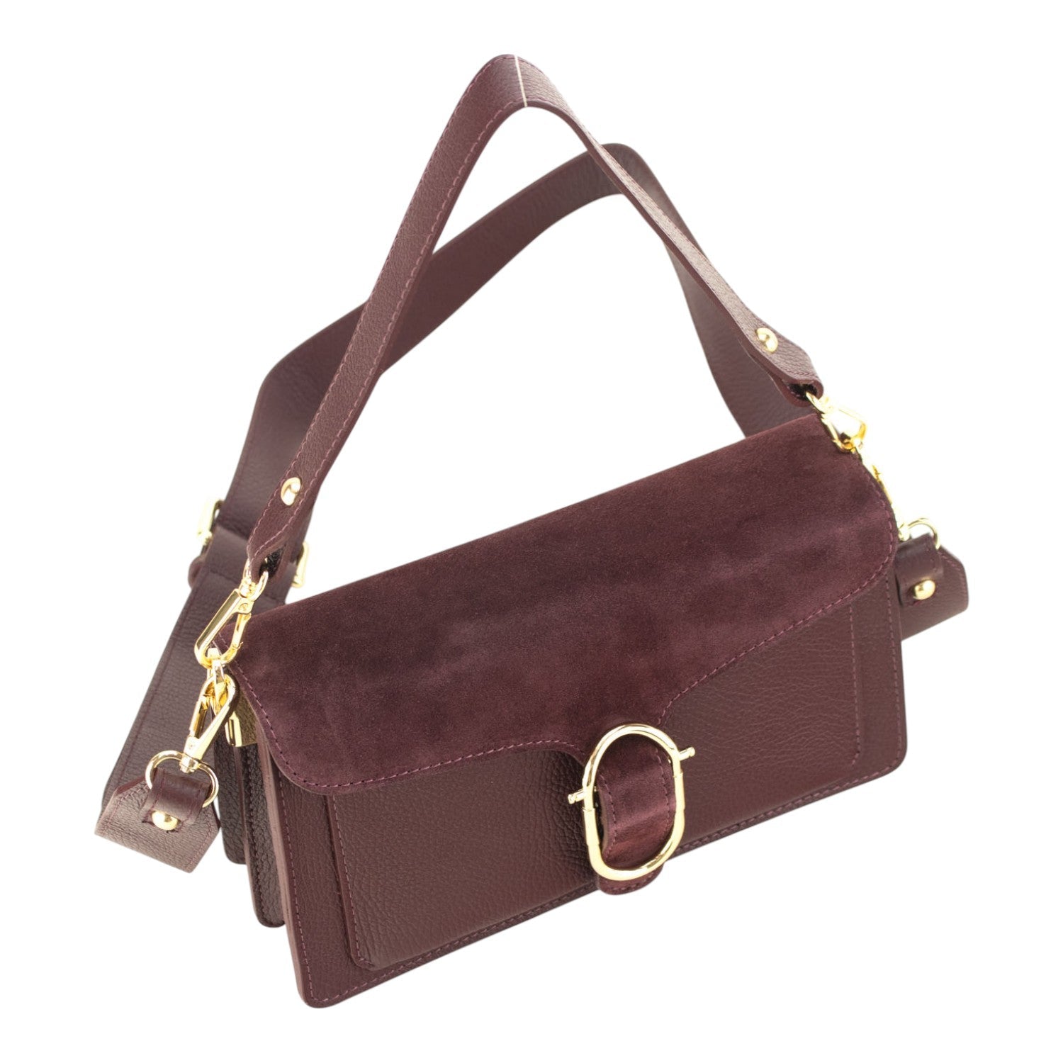 Bandolera Piel Pregato Fíbula Ante Burdeos - KimondoShop