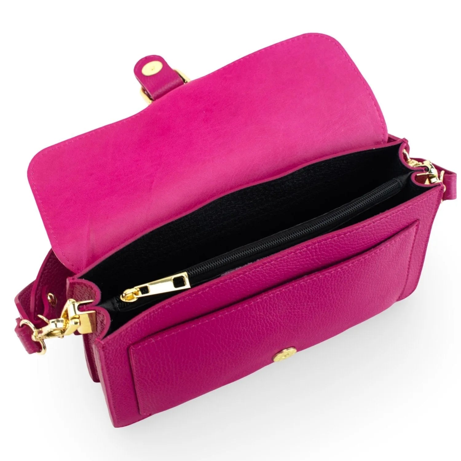 Bandolera Piel Pregato Fíbula Fucsia - KimondoShop