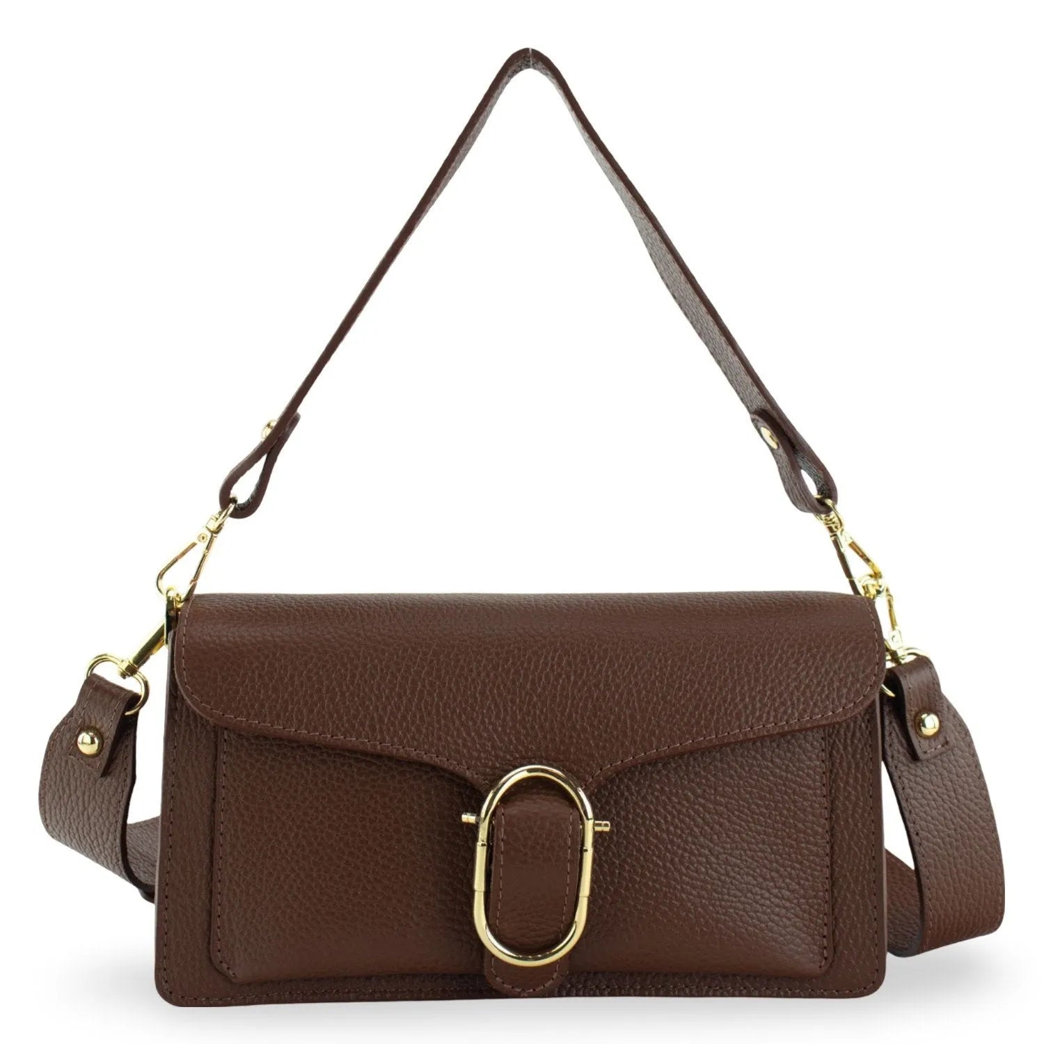 Bandolera Piel Pregato Fíbula Marrón - KimondoShop