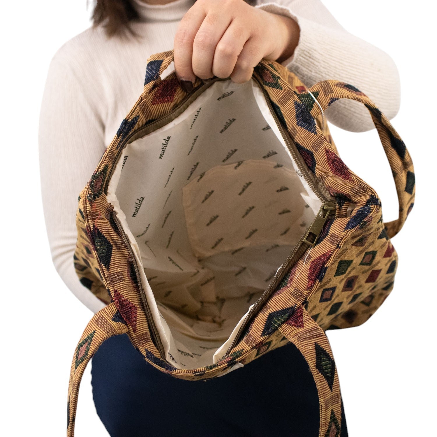 Bolsa tote pequeña La Matilda Print Rombos pequeños - KimondoShop