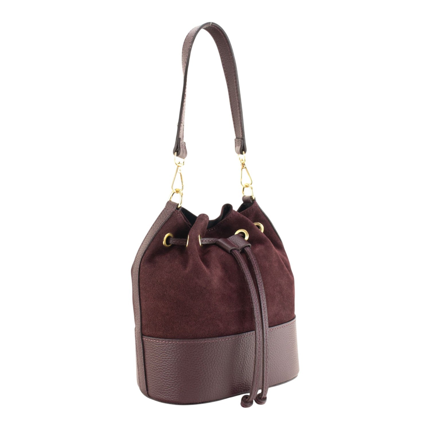 Bolso bombonera en Piel Pregato Ayra Ante Burdeos - KimondoShop