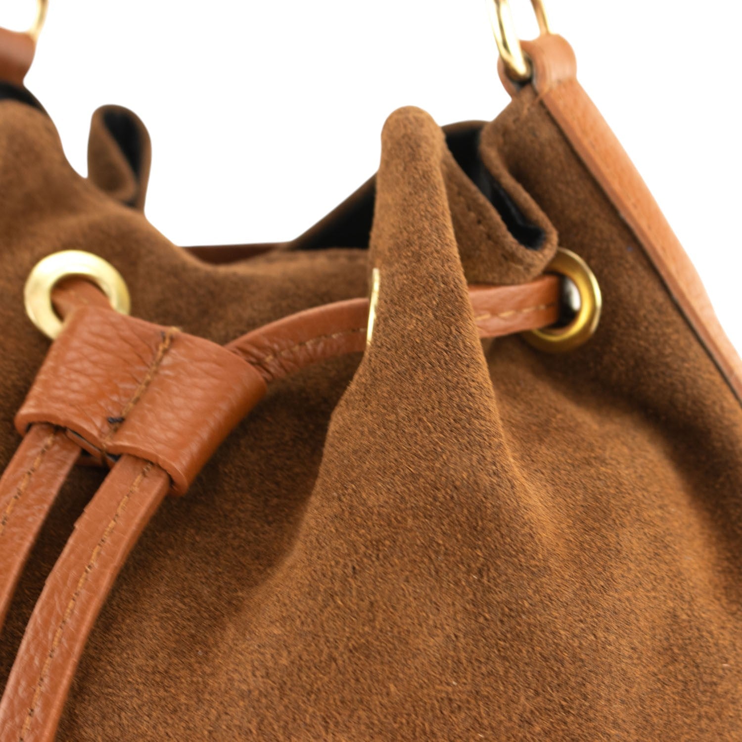 Bolso bombonera en Piel Pregato Ayra Ante Camel - KimondoShop