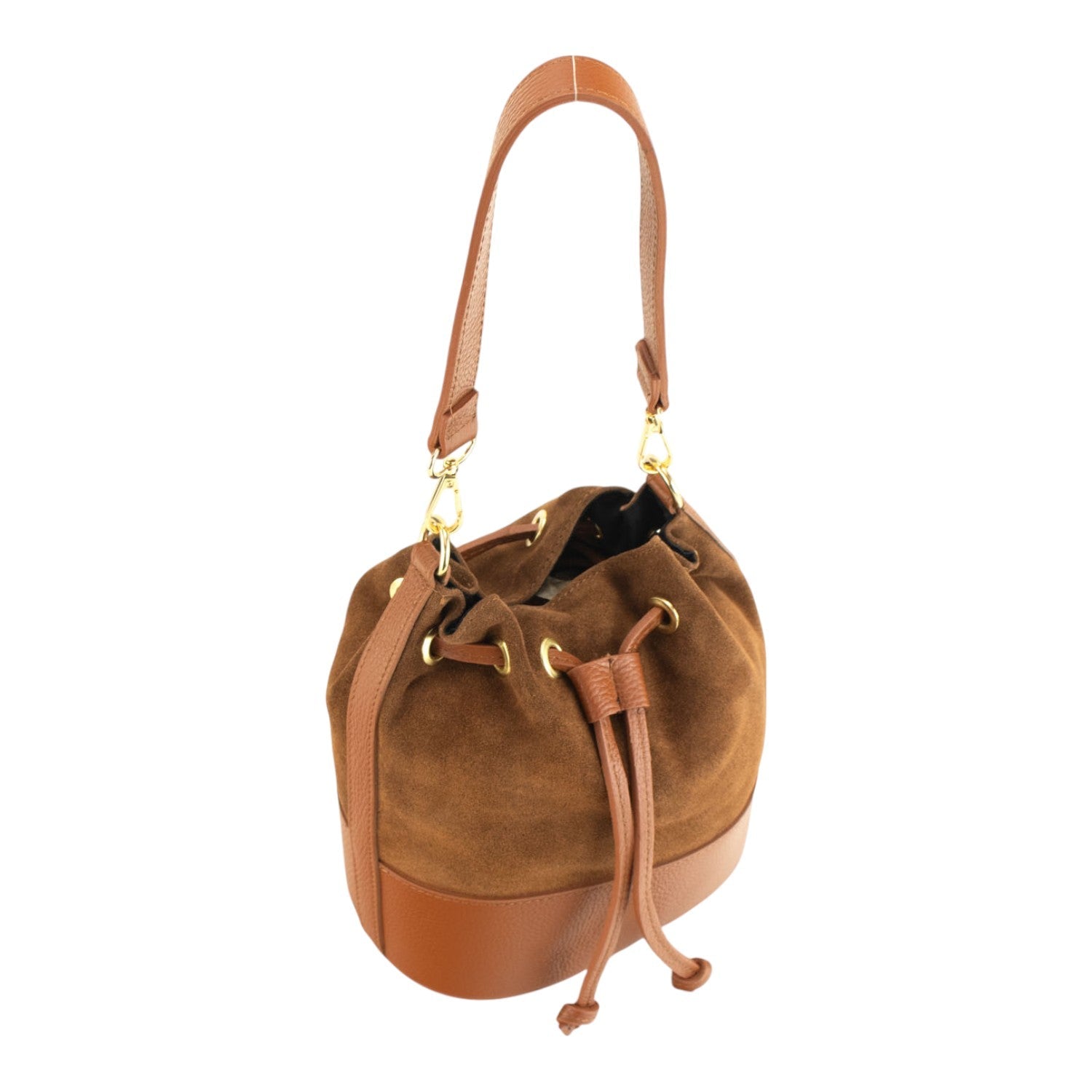 Bolso bombonera en Piel Pregato Ayra Ante Camel - KimondoShop