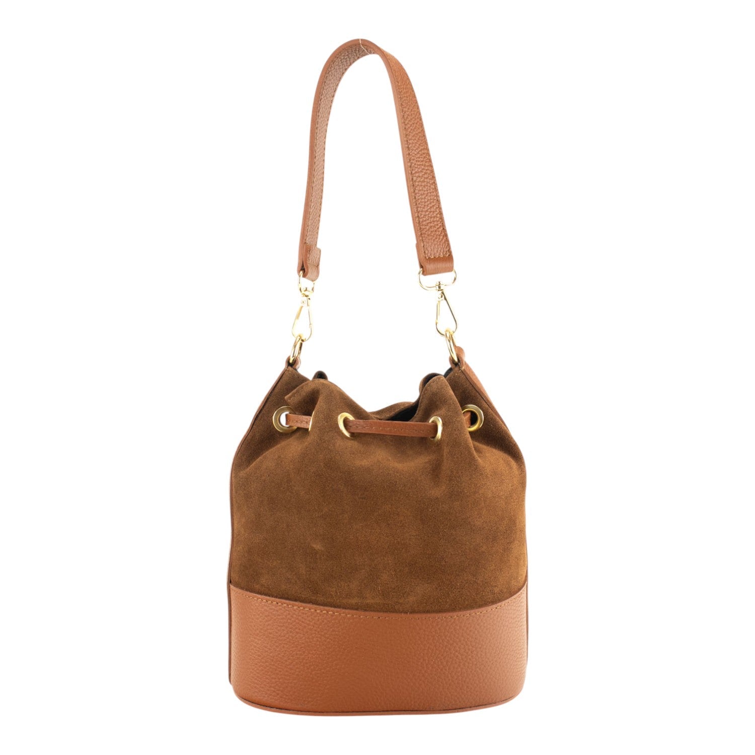 Bolso bombonera en Piel Pregato Ayra Ante Camel - KimondoShop
