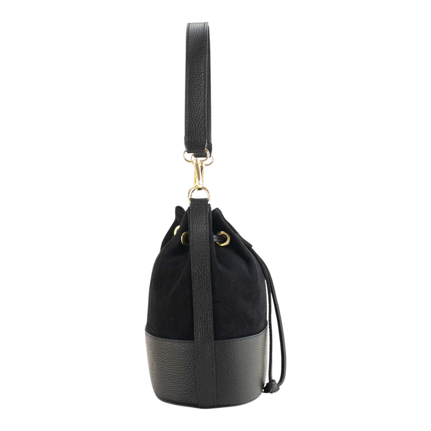 Bolso bombonera en Piel Pregato Ayra Ante Negro - KimondoShop