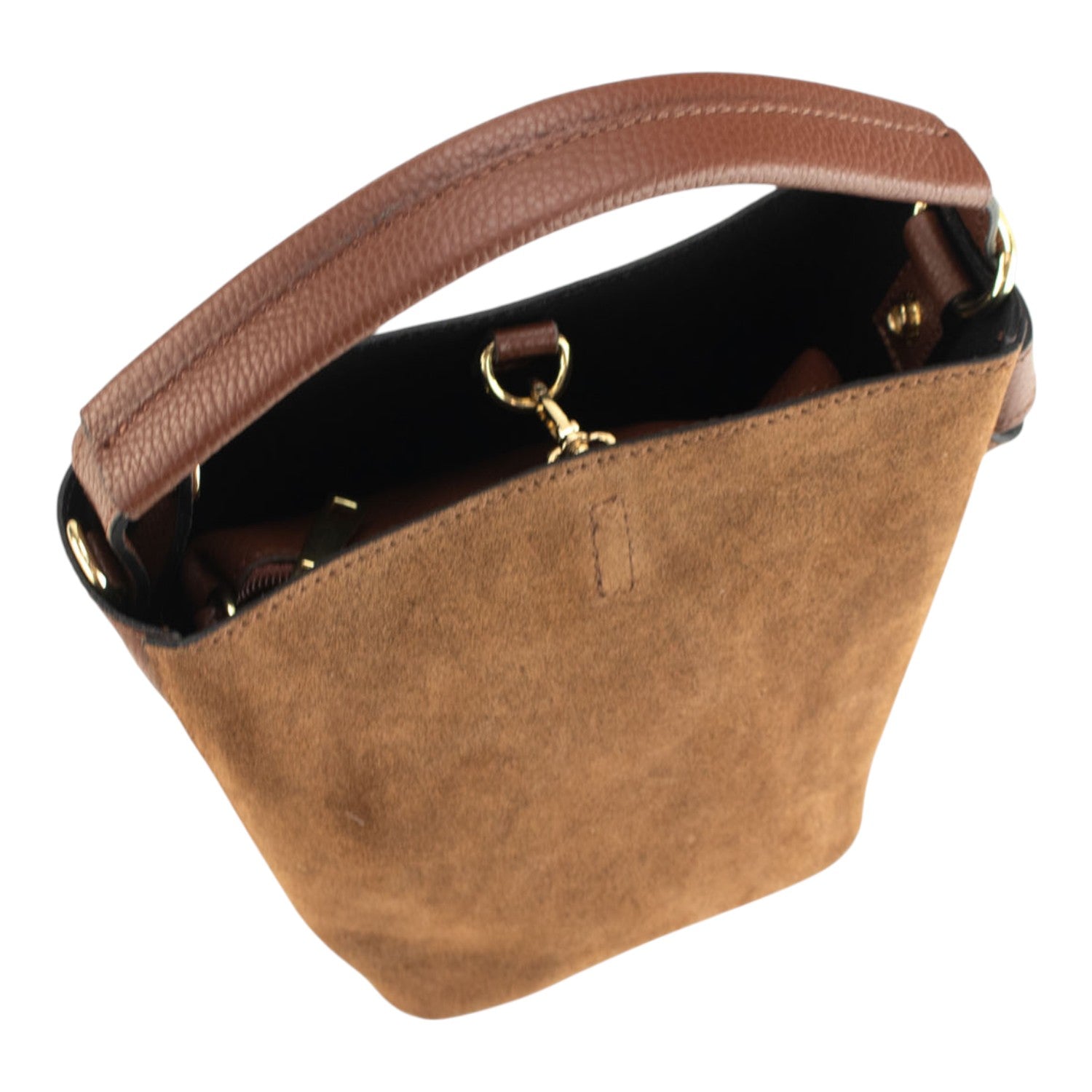 Bolso bucket en Piel Pregato Alessia Ante Camel medio - KimondoShop