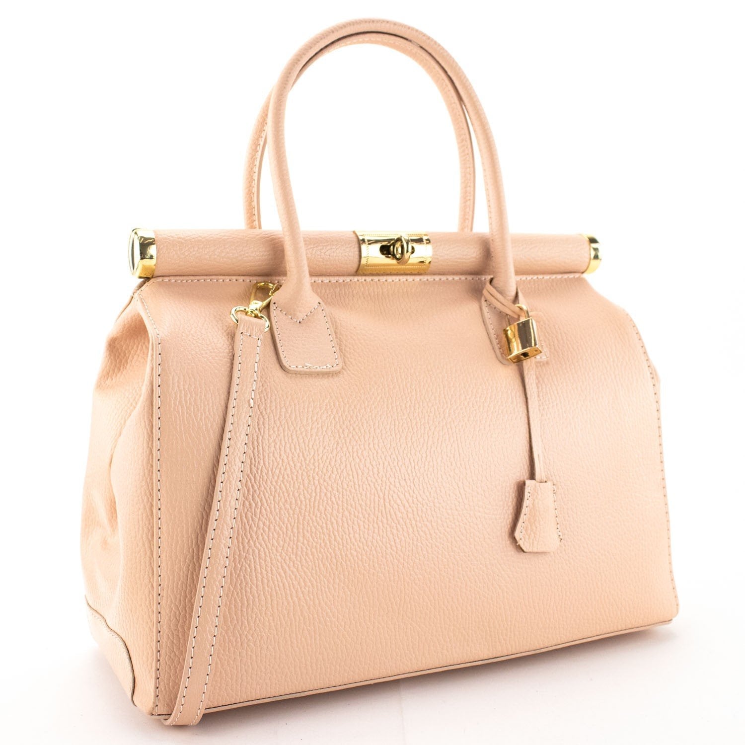 Bolso de mano en Piel Pregato Classic Rosa Salmón - KimondoShop