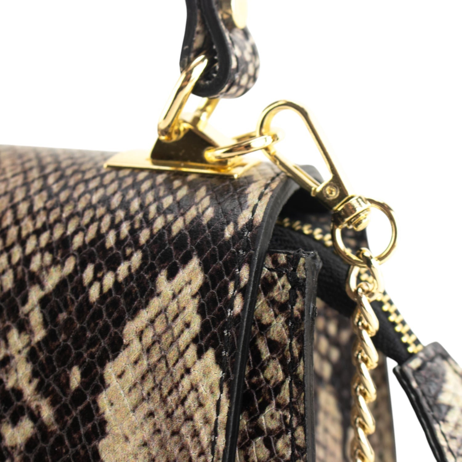 Bolso de mano Piel Pregato Gekko Marrón Dorado - KimondoShop