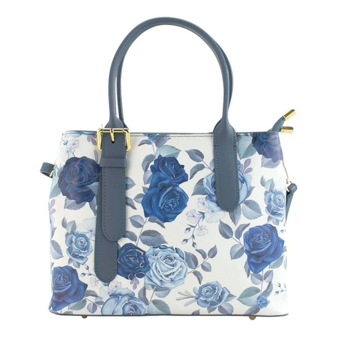 Bolso de mano Piel Pregato Serena Flores Azules - KimondoShop