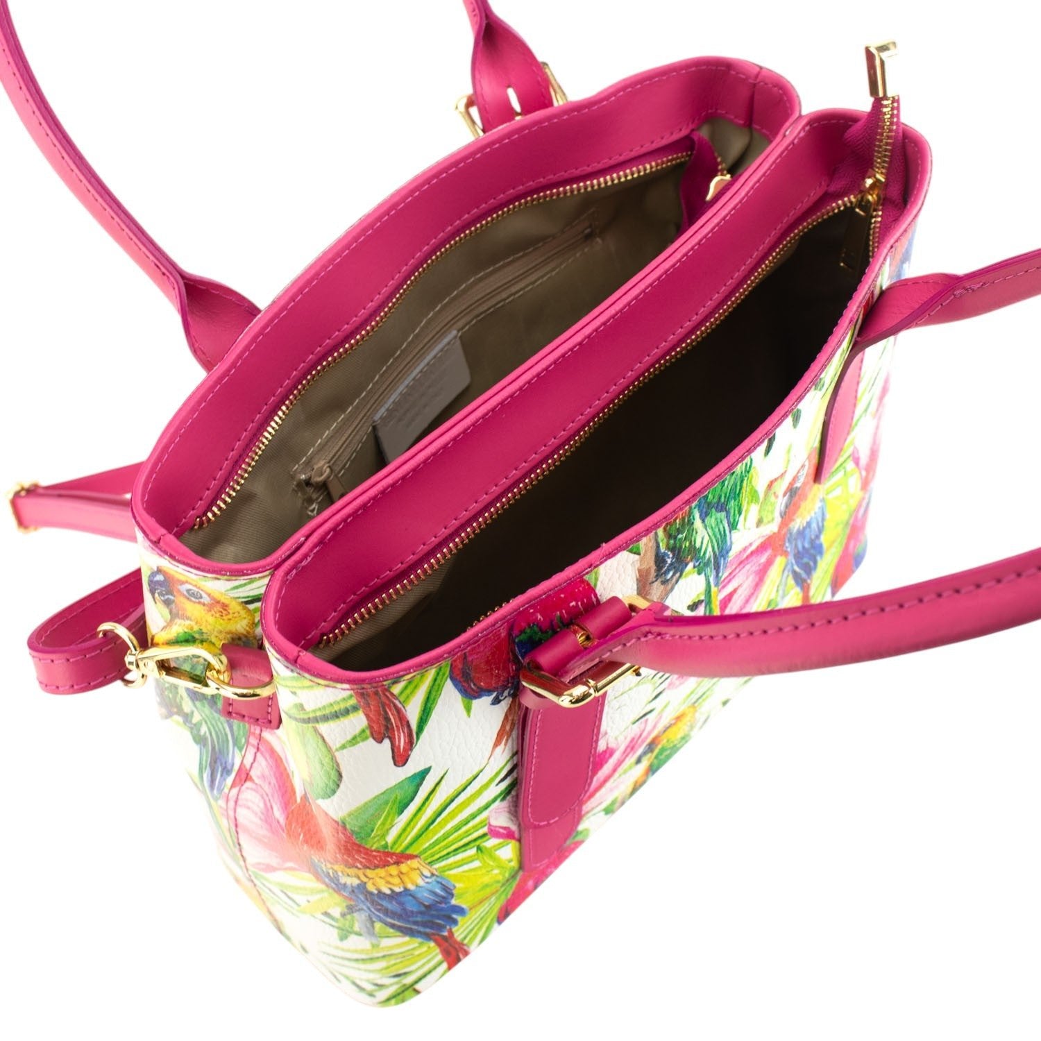 Bolso de mano Piel Pregato Serena Tropical Fucsia - KimondoShop