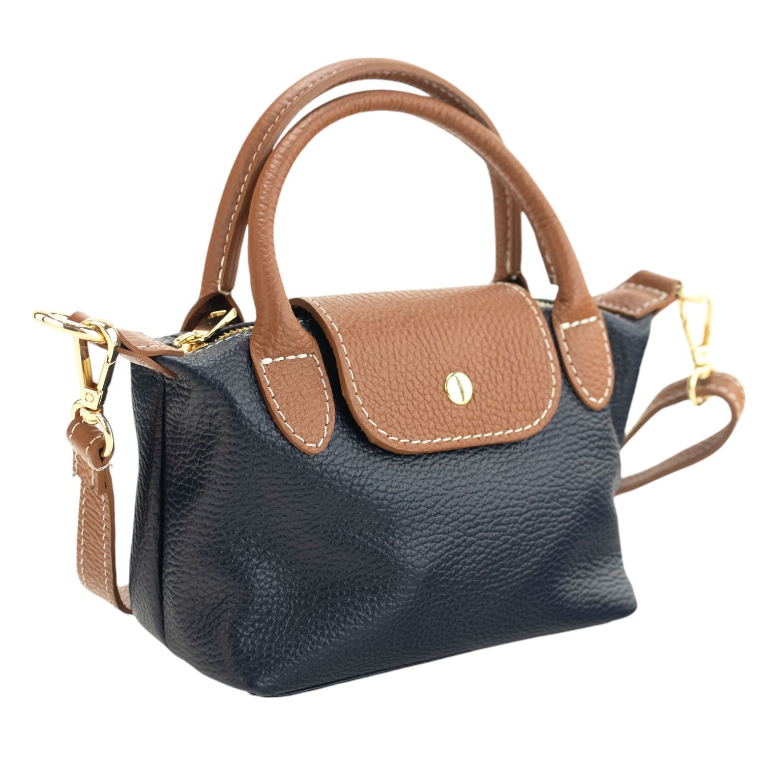 Bolso de Piel Pregato Piuma Azul marino - KimondoShop