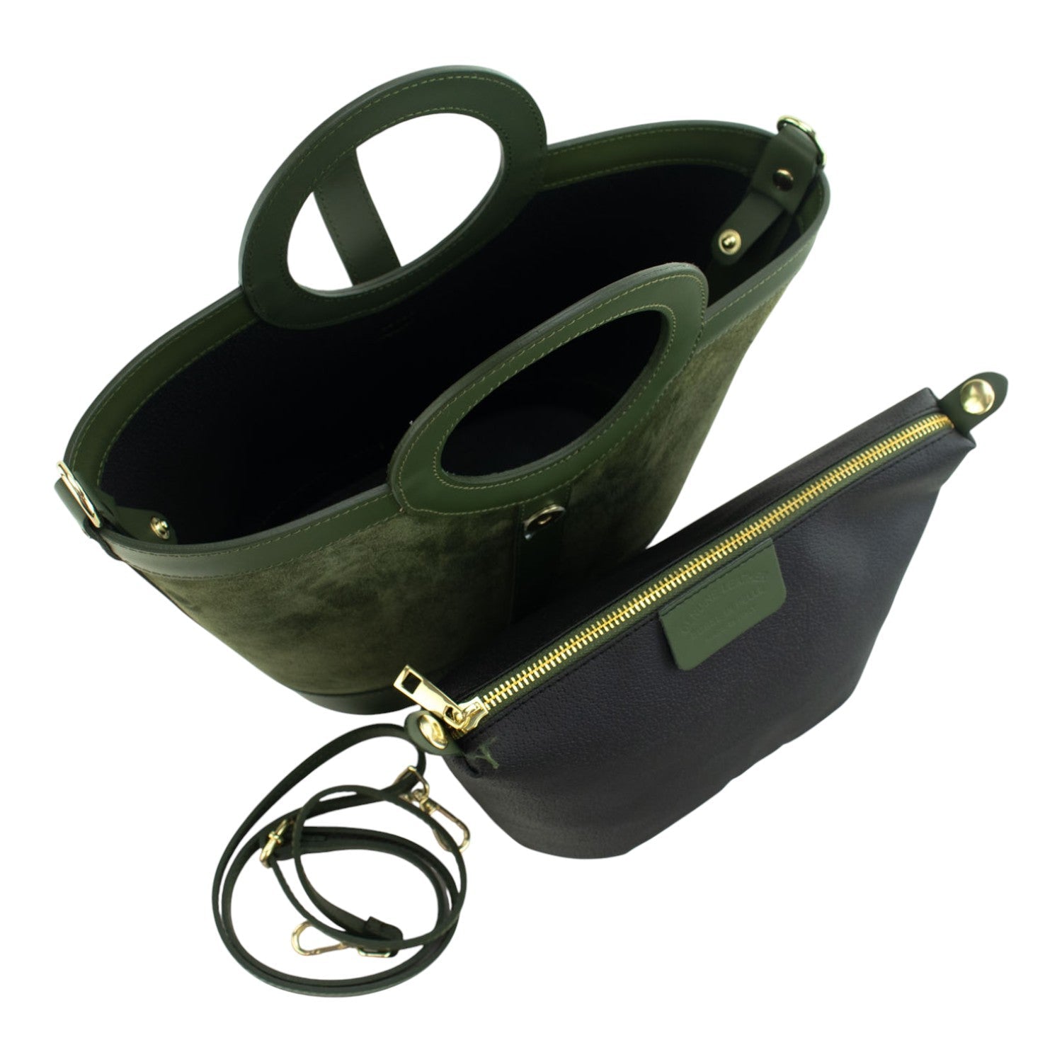 Bolso en piel Pregato Armonia Ante Verde - KimondoShop