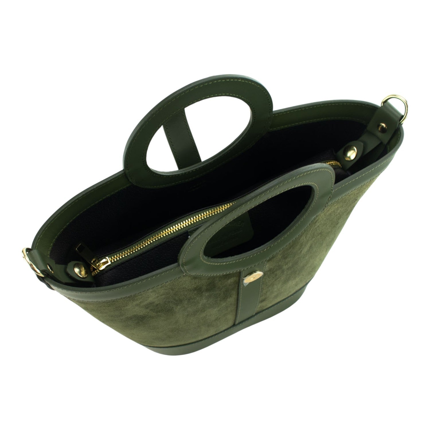 Bolso en piel Pregato Armonia Ante Verde - KimondoShop