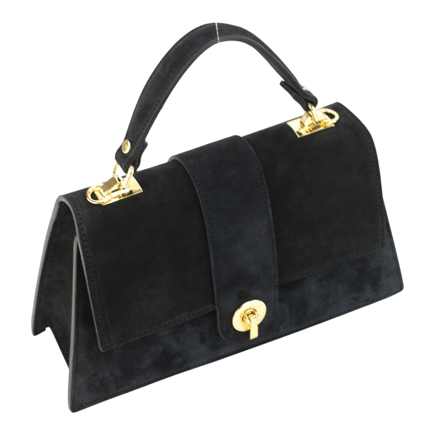 Bolso en piel Pregato Camelia Ante Negro - KimondoShop