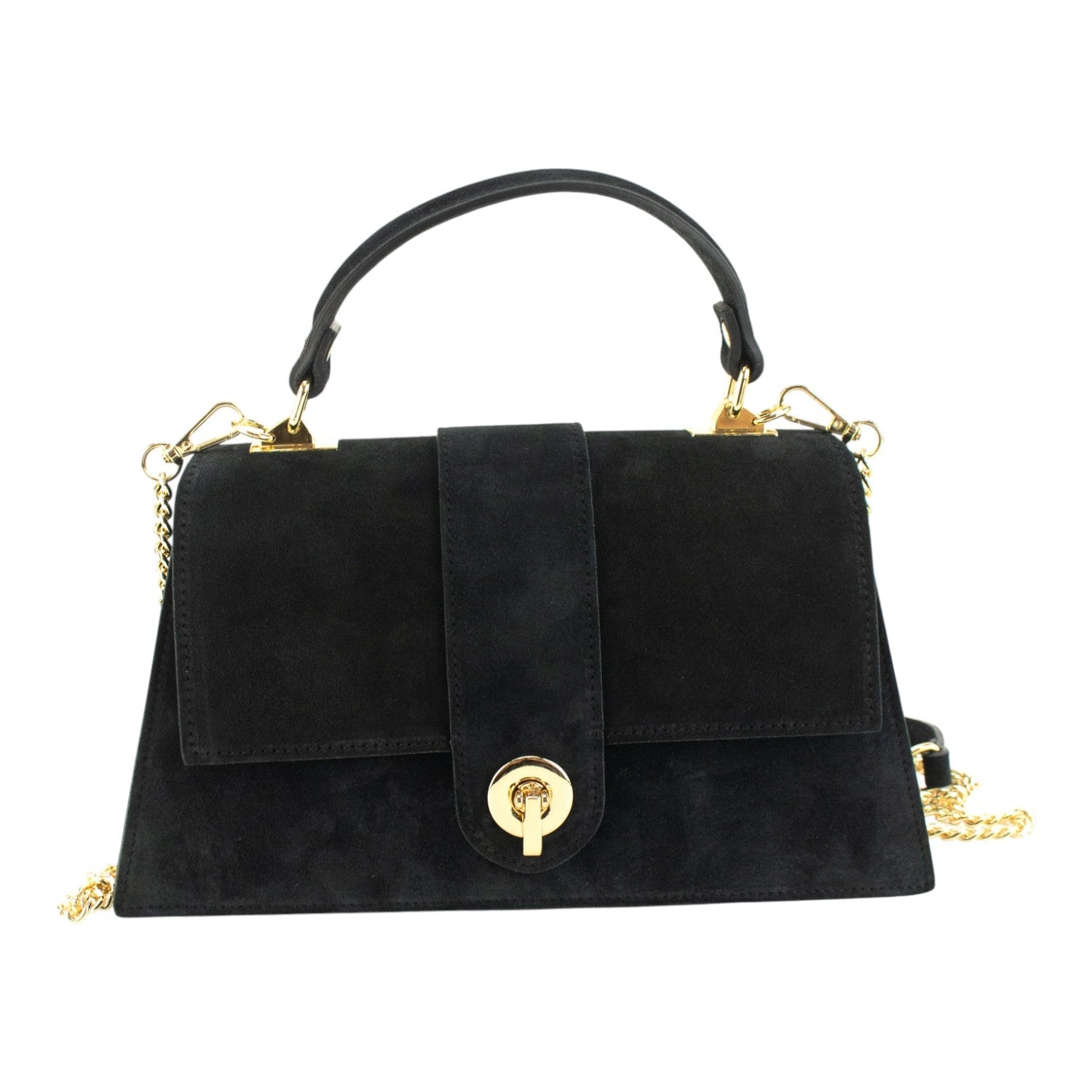 Bolso en piel Pregato Camelia Ante Negro - KimondoShop