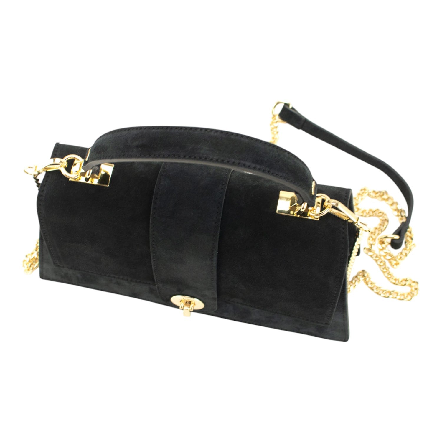 Bolso en piel Pregato Camelia Ante Negro - KimondoShop
