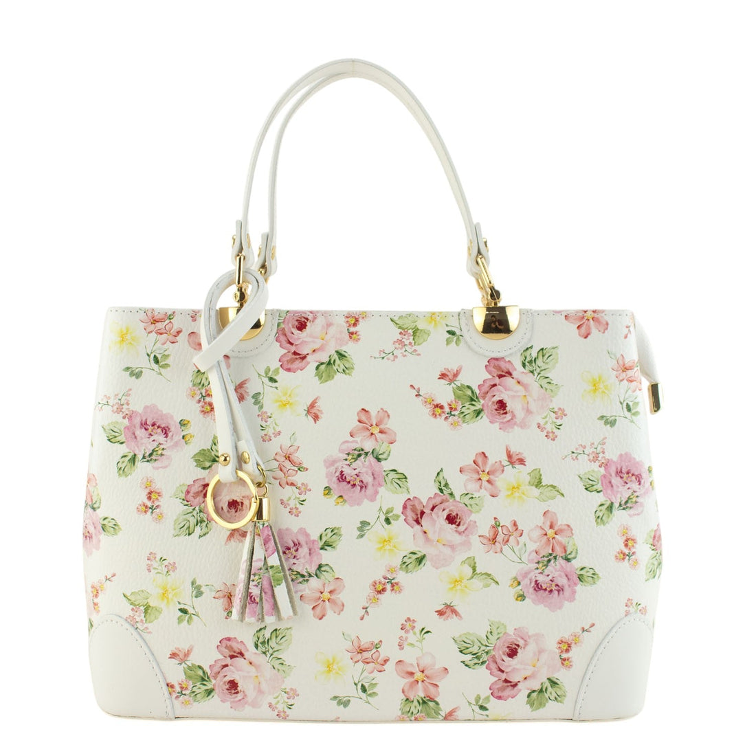 Bolso en piel Pregato Eleganza Flores Rosas - KimondoShop