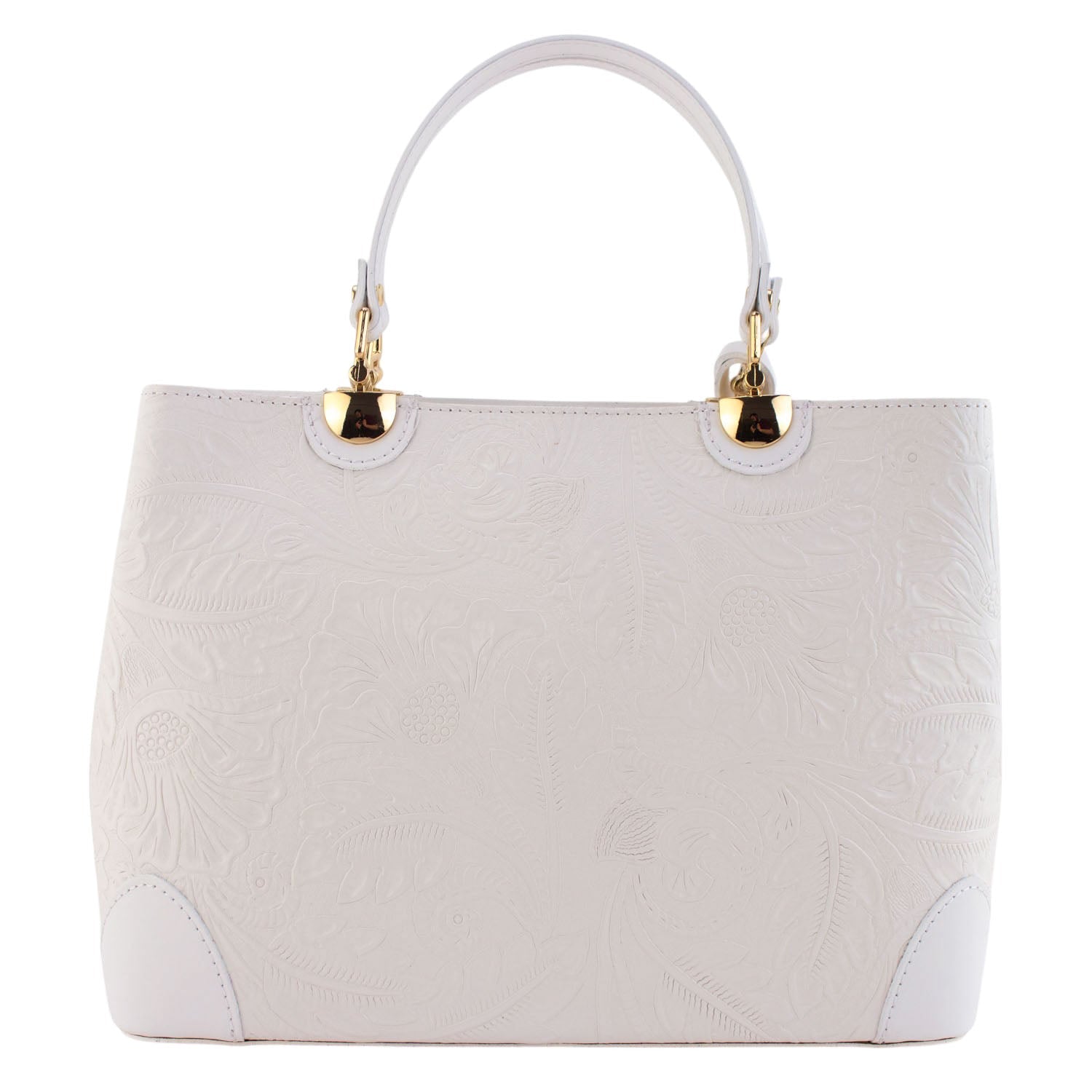 Bolso en piel Pregato Eleganza Grabado Blanco - KimondoShop