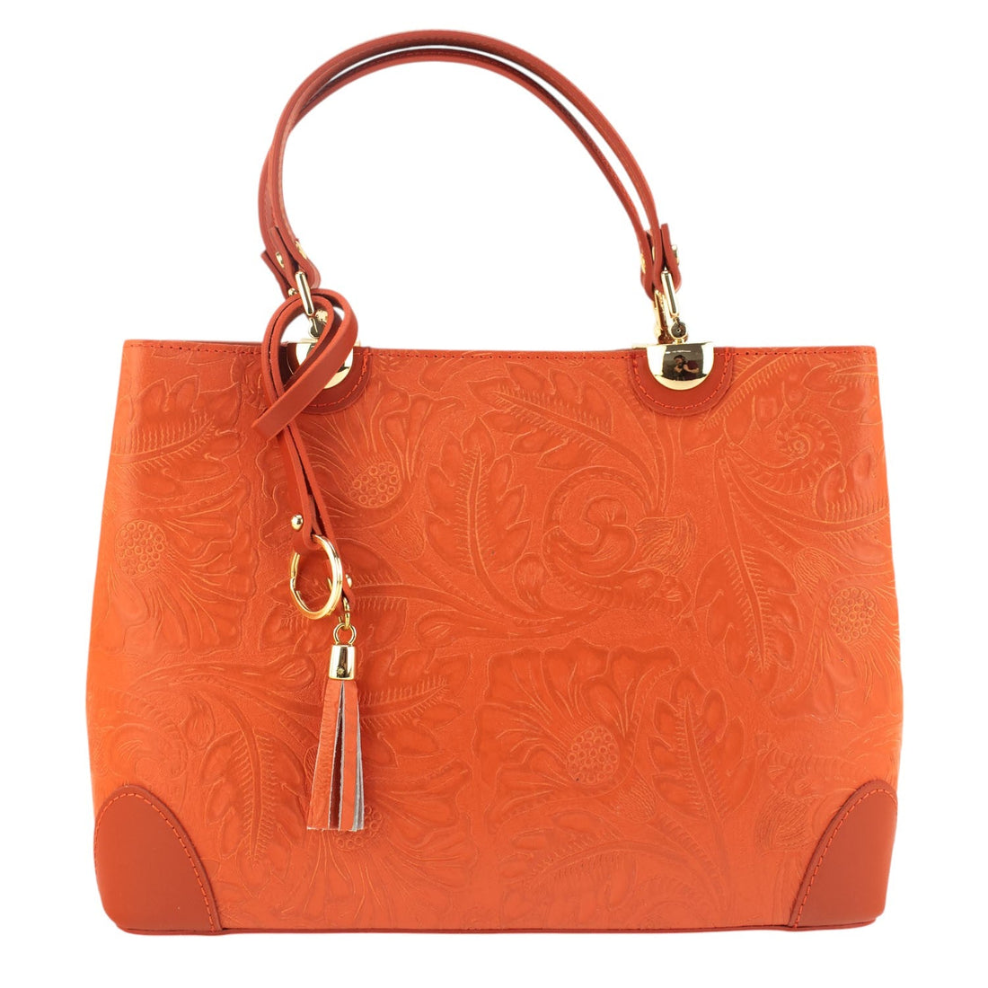 Bolso en piel Pregato Eleganza Grabado Naranja - KimondoShop