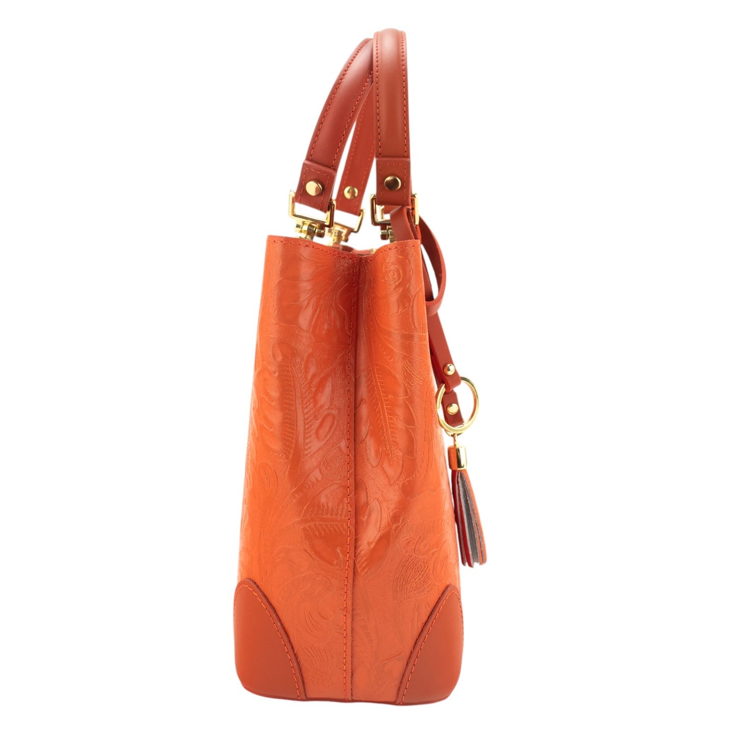 Bolso en piel Pregato Eleganza Grabado Naranja - KimondoShop
