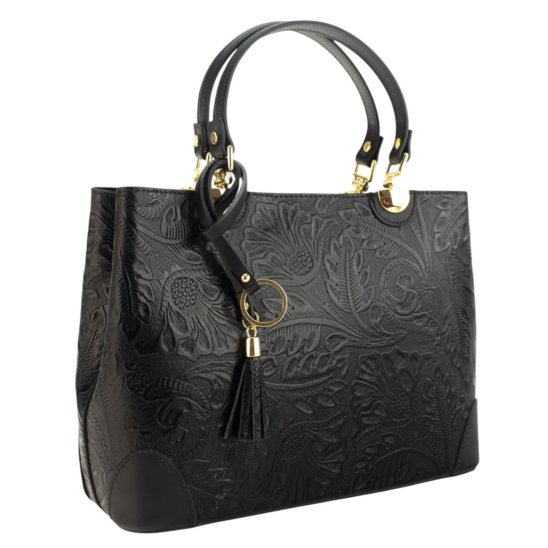 Bolso en piel Pregato Eleganza Grabado Negro - KimondoShop