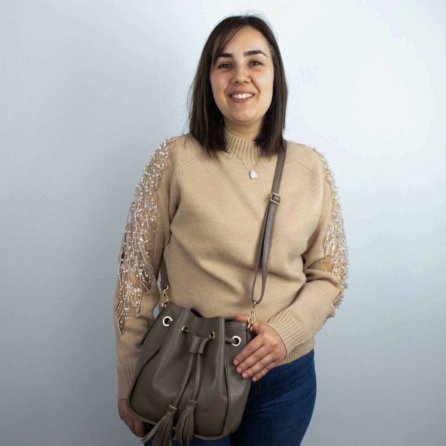 Bolso en Piel Pregato Laguna Taupe oscuro - KimondoShop
