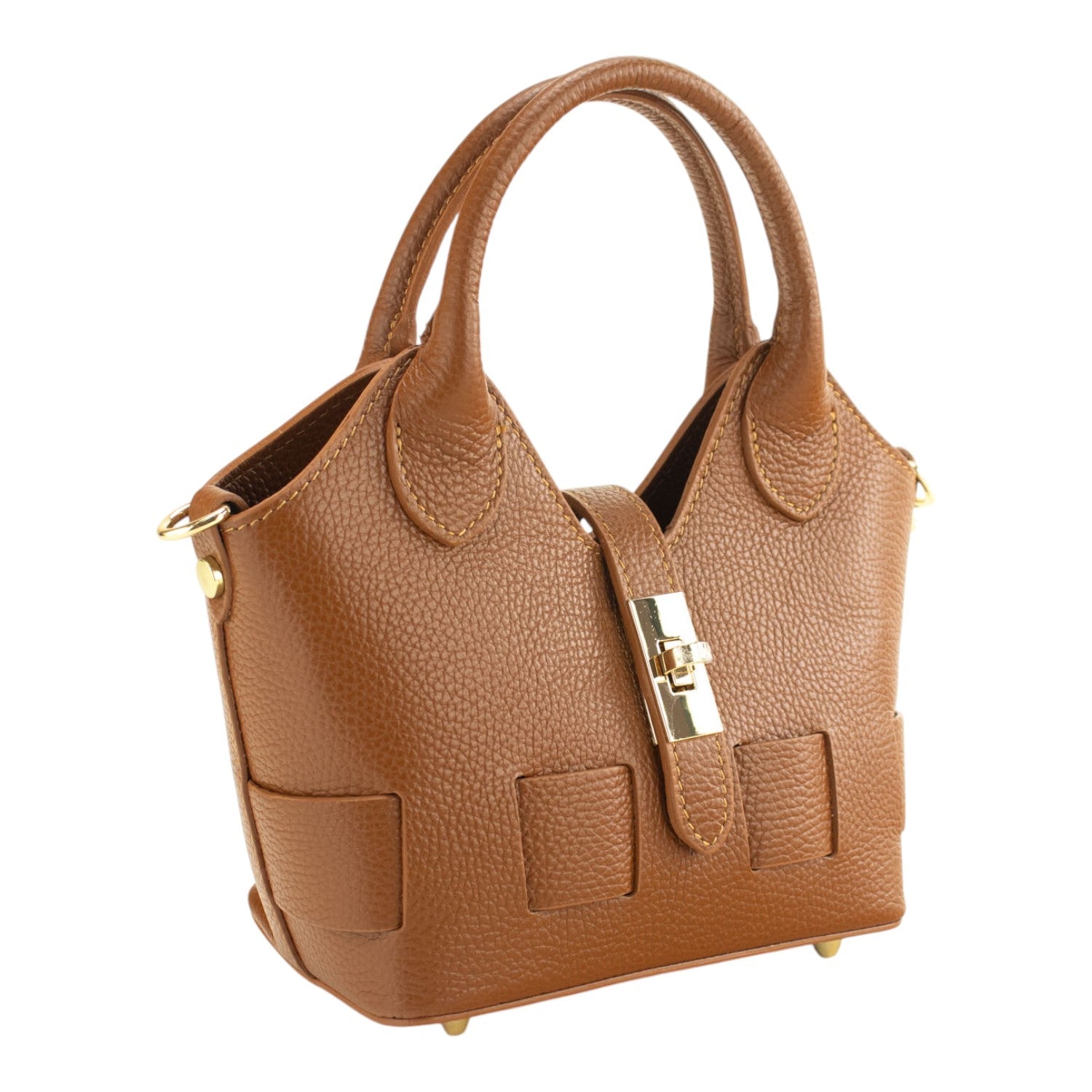 Bolso en Piel Pregato Piccolo tape Camel - KimondoShop