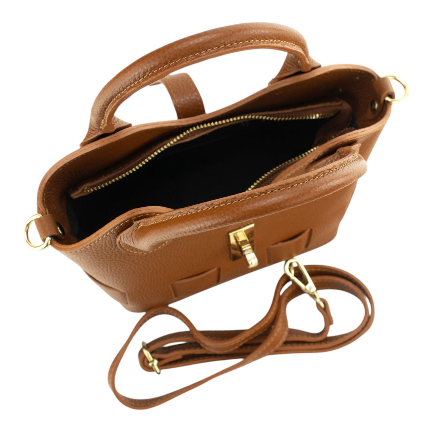Bolso en Piel Pregato Piccolo tape Camel - KimondoShop