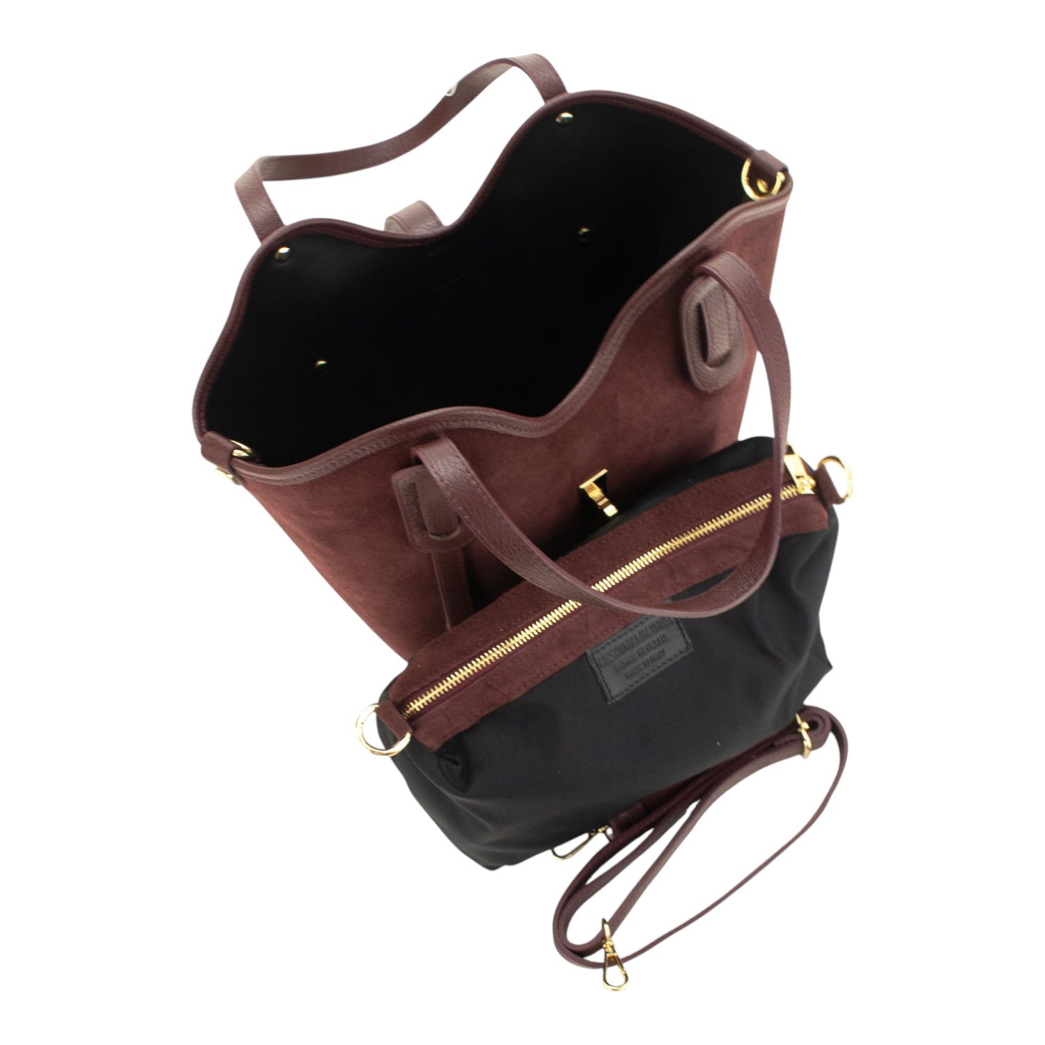 Bolso en Piel Pregato Siena Ante Burdeos - KimondoShop