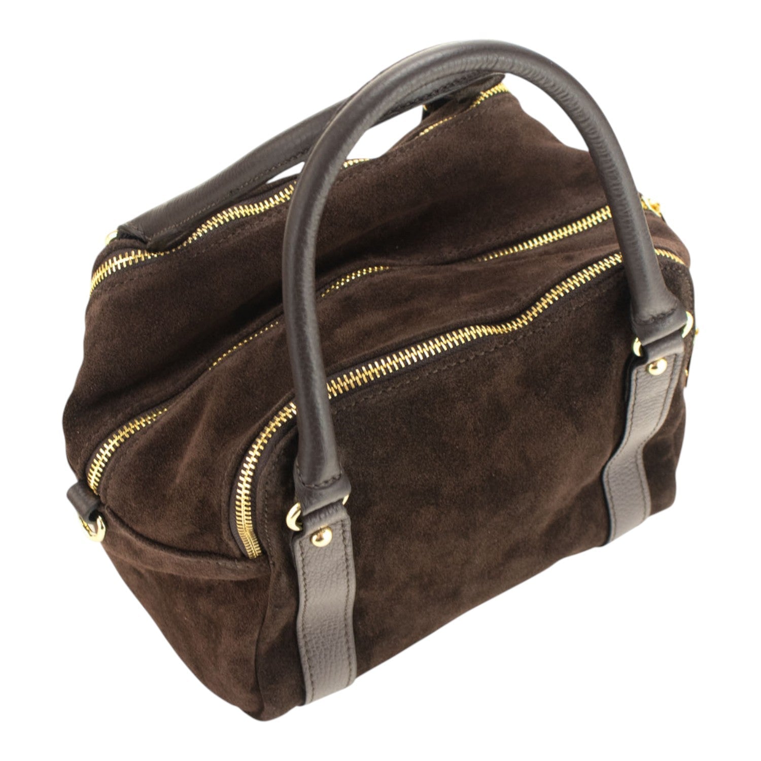 Bolso en Piel Pregato Verona Ante Chocolate - KimondoShop
