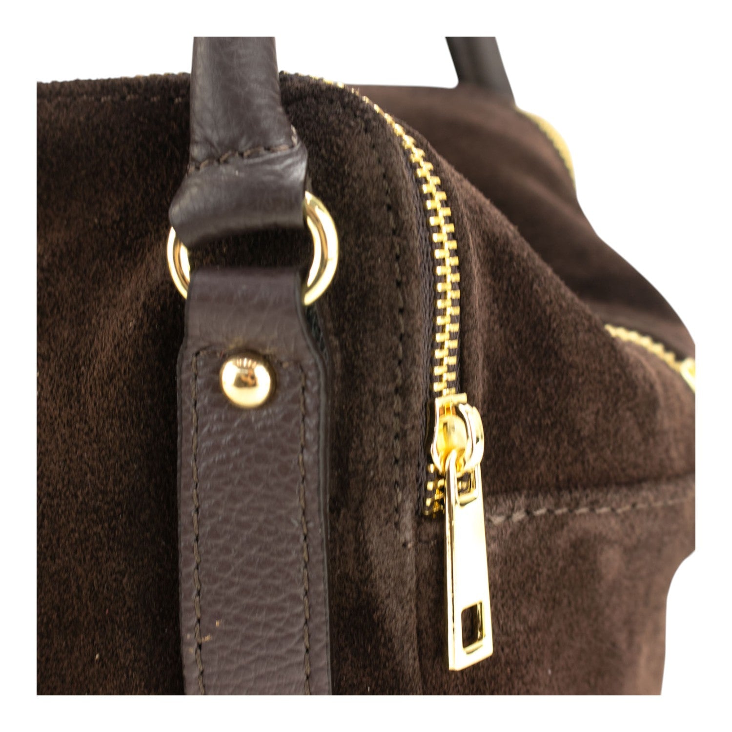 Bolso en Piel Pregato Verona Ante Chocolate - KimondoShop