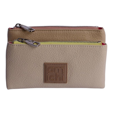 Monedero doble Amichi Facet Beige - KimondoShop