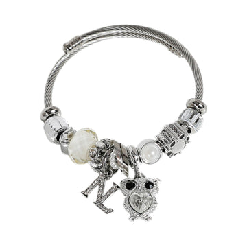 Pulsera con charms Nicole Lee Blanco Pleateado - KimondoShop