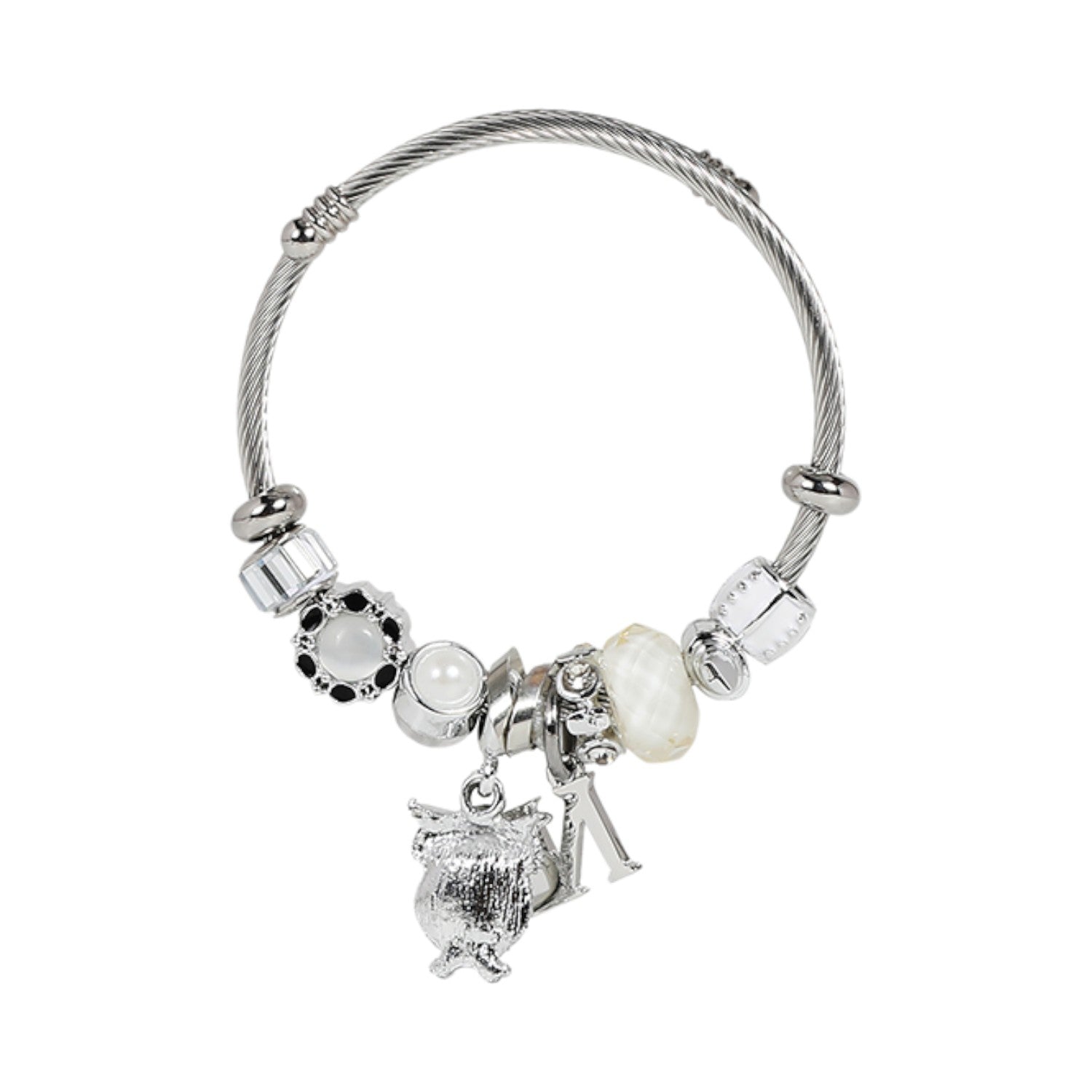 Pulsera con charms Nicole Lee Blanco Pleateado - KimondoShop