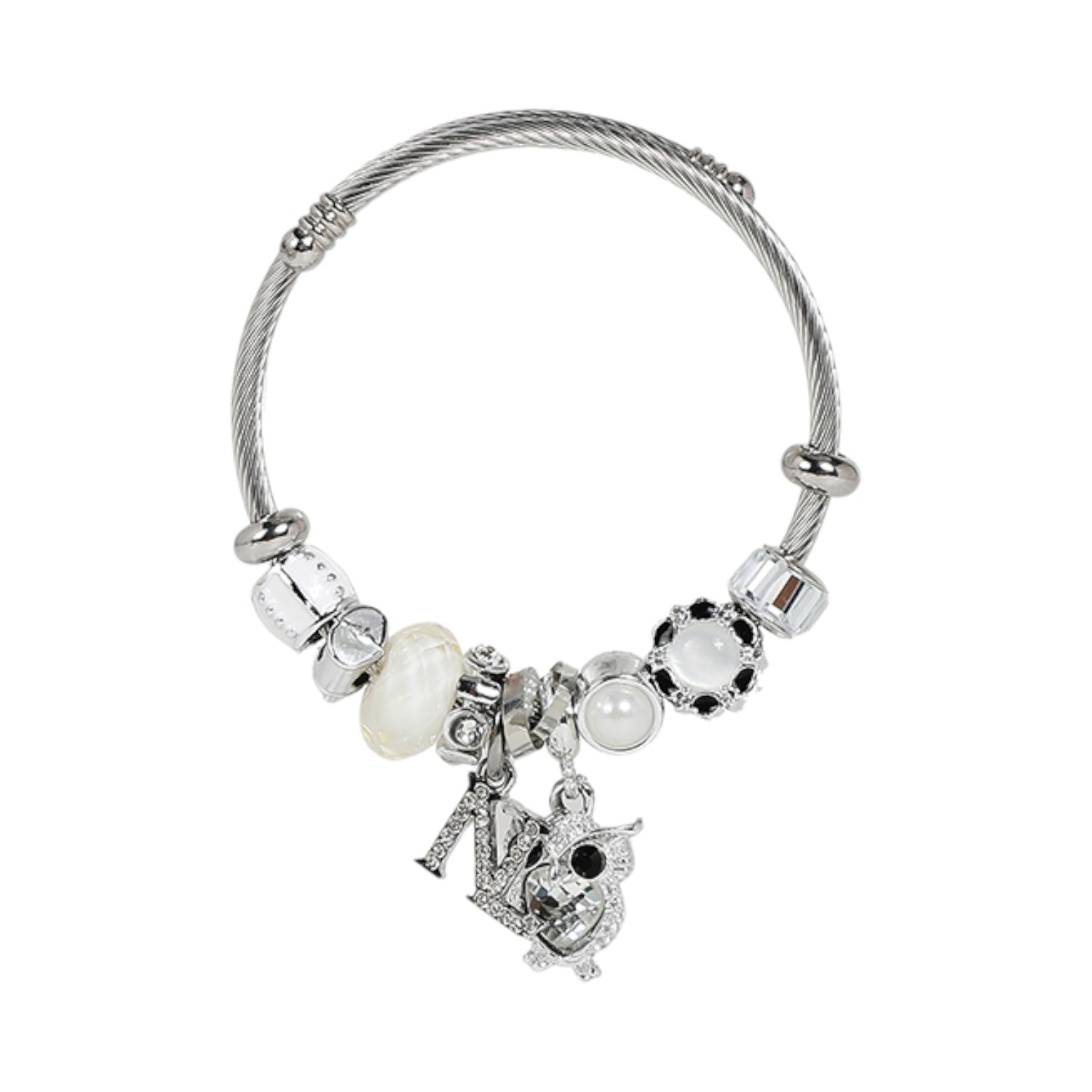 Pulsera con charms Nicole Lee Blanco Pleateado - KimondoShop