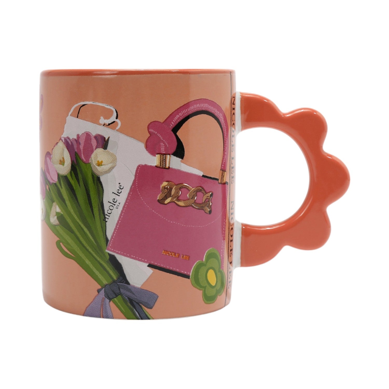 Taza cerámica asa flor Nicole Lee Violet Blossom - KimondoShop