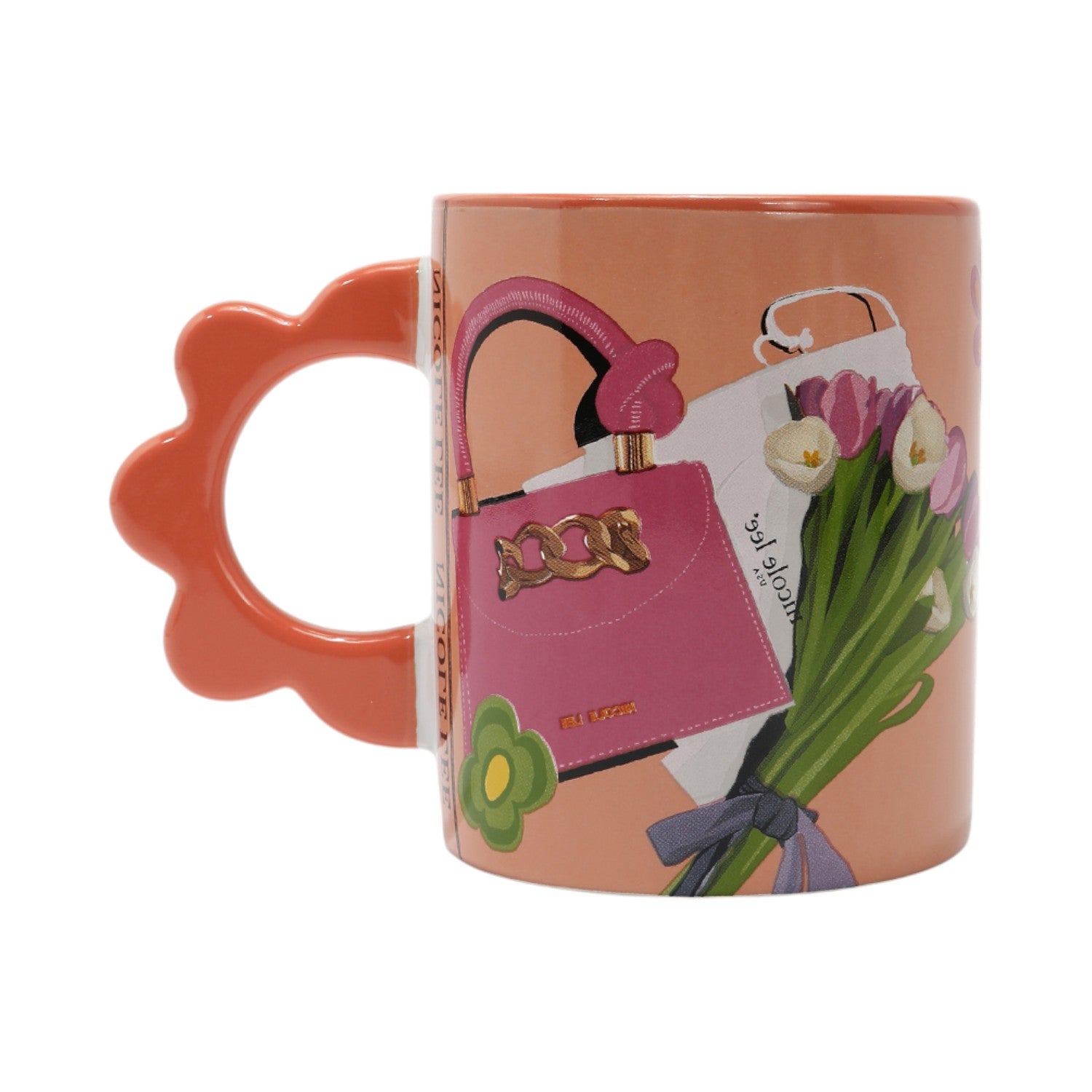 Taza cerámica asa flor Nicole Lee Violet Blossom - KimondoShop