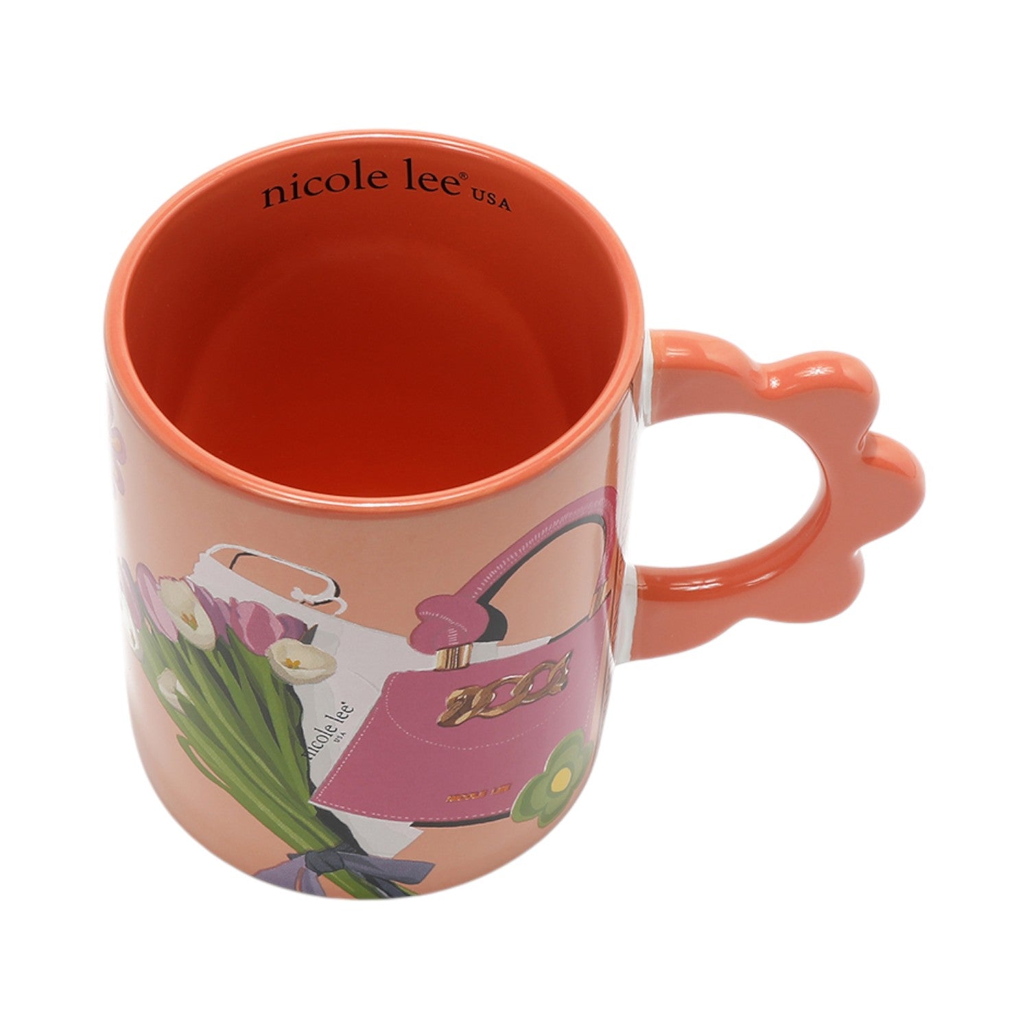 Taza cerámica asa flor Nicole Lee Violet Blossom - KimondoShop