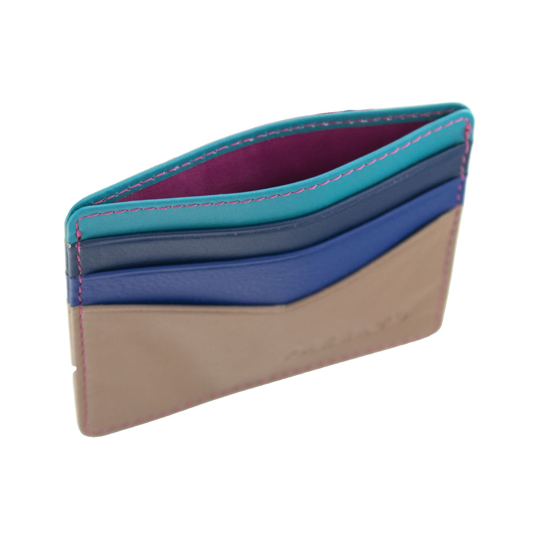 Tarjetero de Piel Napa Premium Pregato Hilo Fucsia