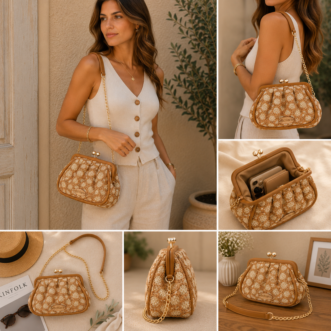Bolso clutch Alchiara Selene Cuero