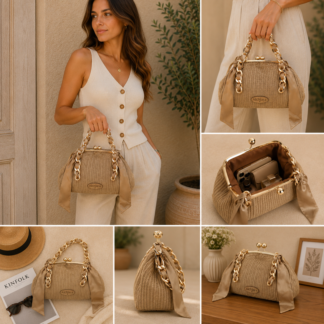 Bolso clutch Alchiara Aurora Natural