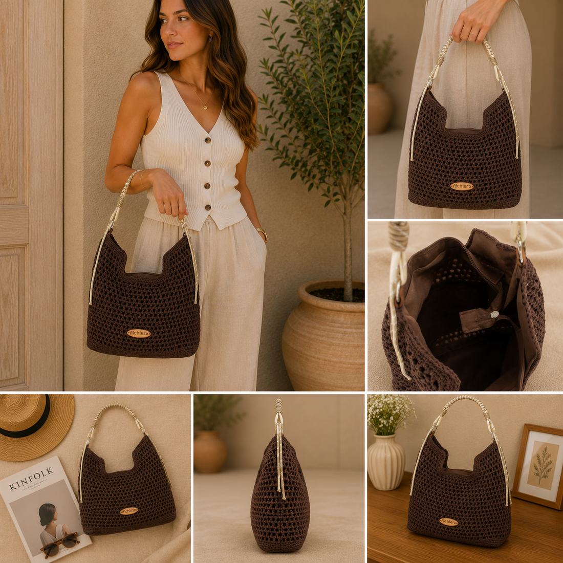 Bolso hobo Alchiara Nerea Chocolate