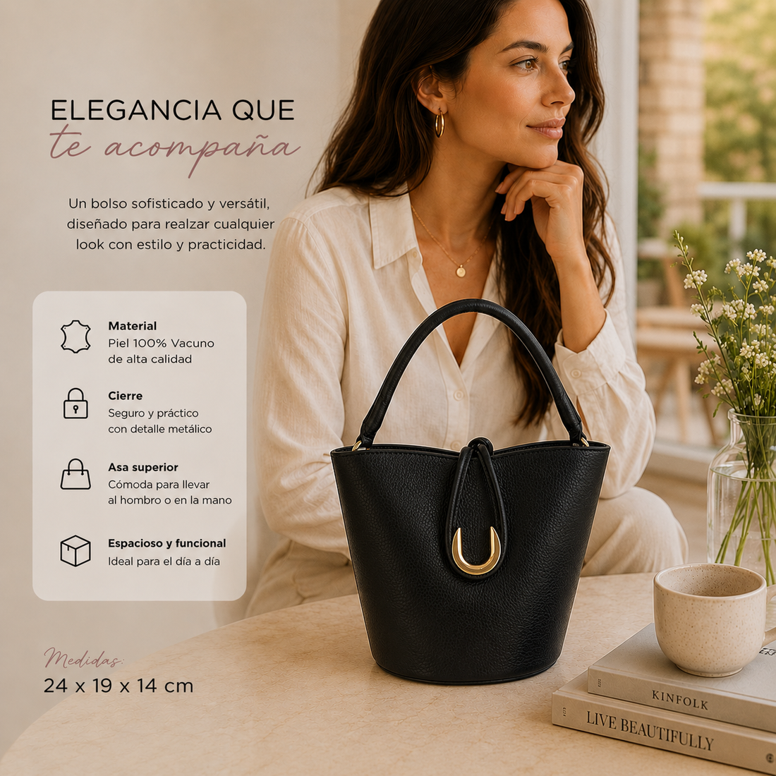 Bolso de mano Pregato Noa Negro