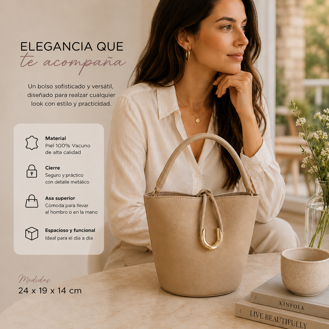 Bolso de mano Pregato Noa Taupe