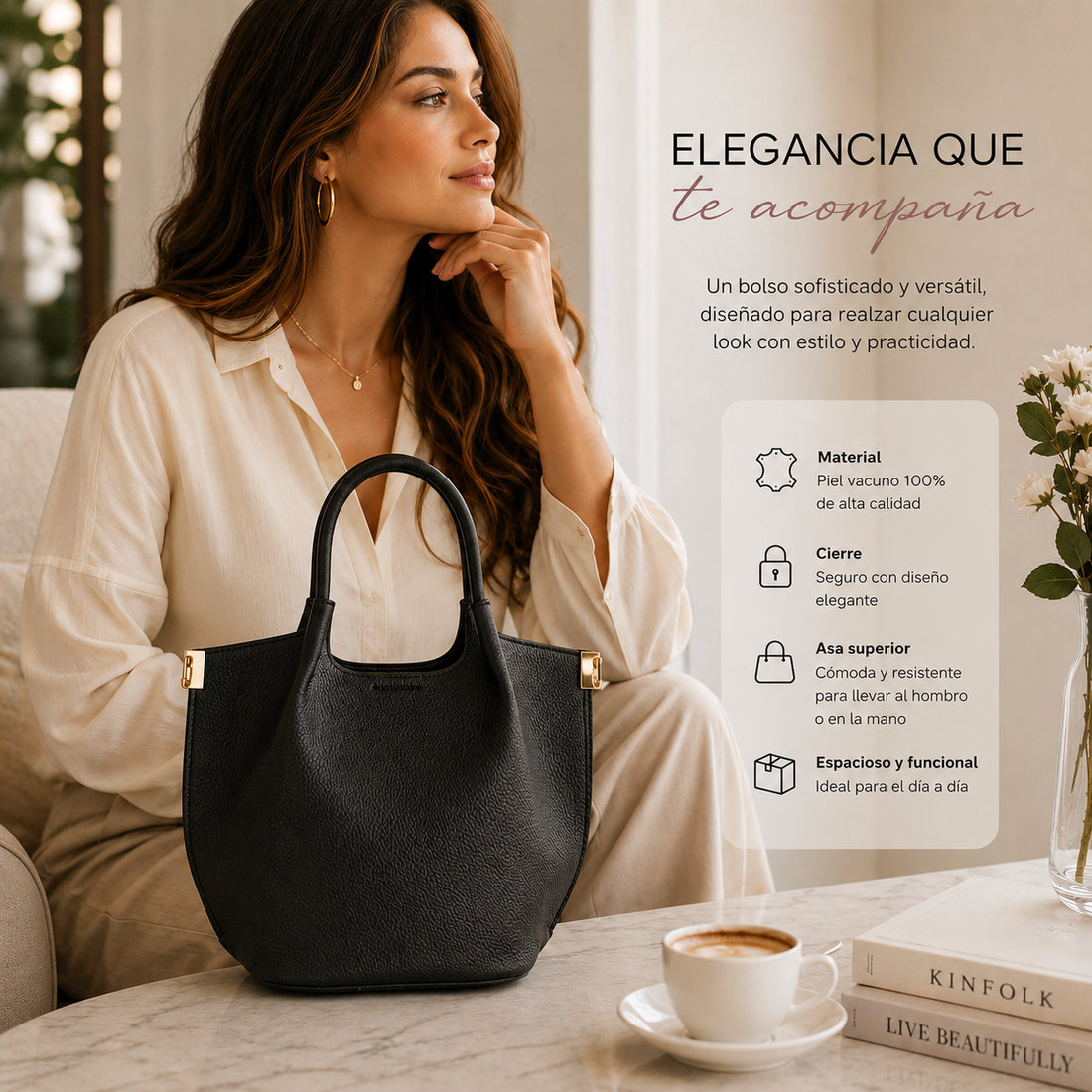 Bolso de mano Pregato Livia Negro