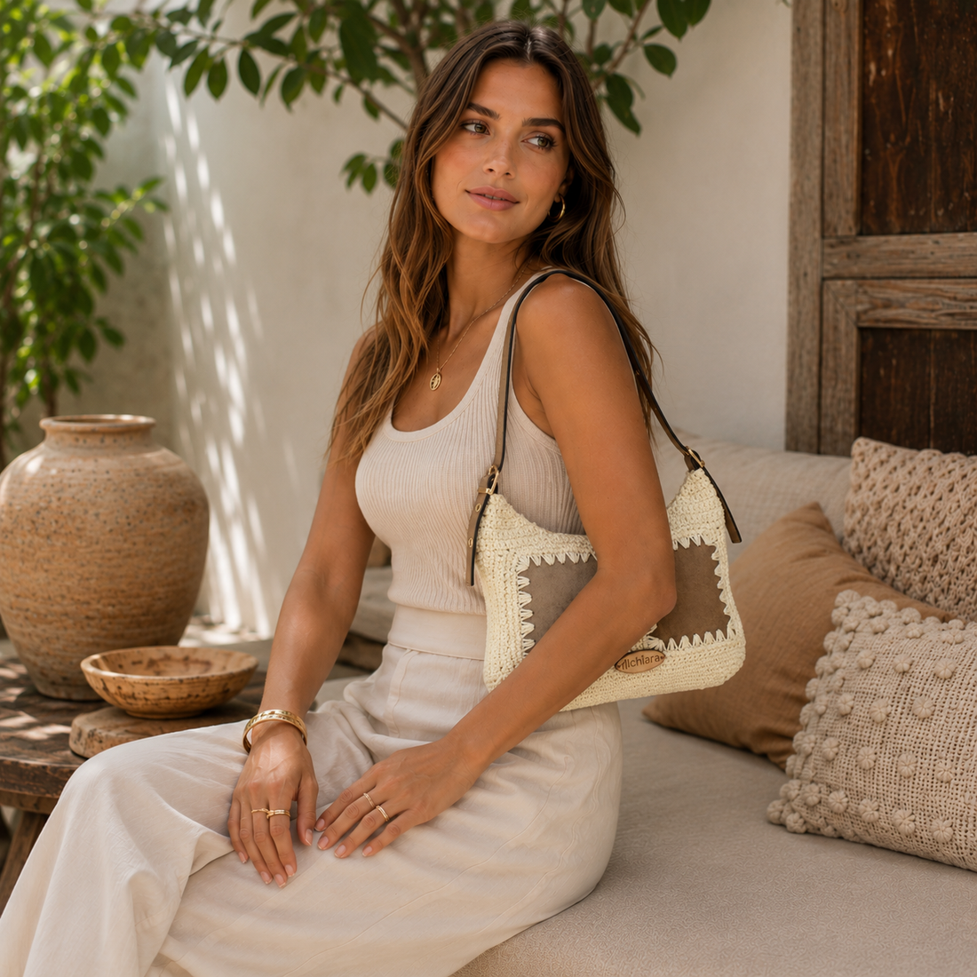 Bolso de hombro Alchiara Coralia Beige