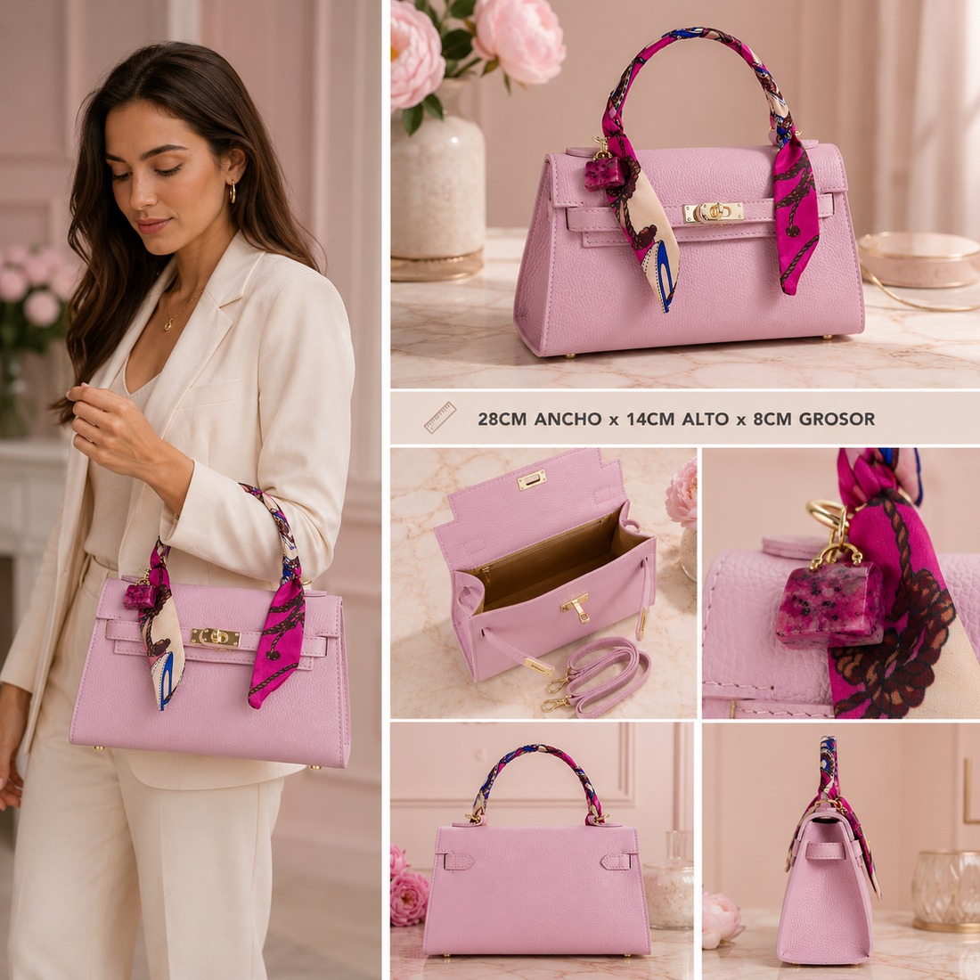 Bolso en Piel Pregato Grazia Rosa
