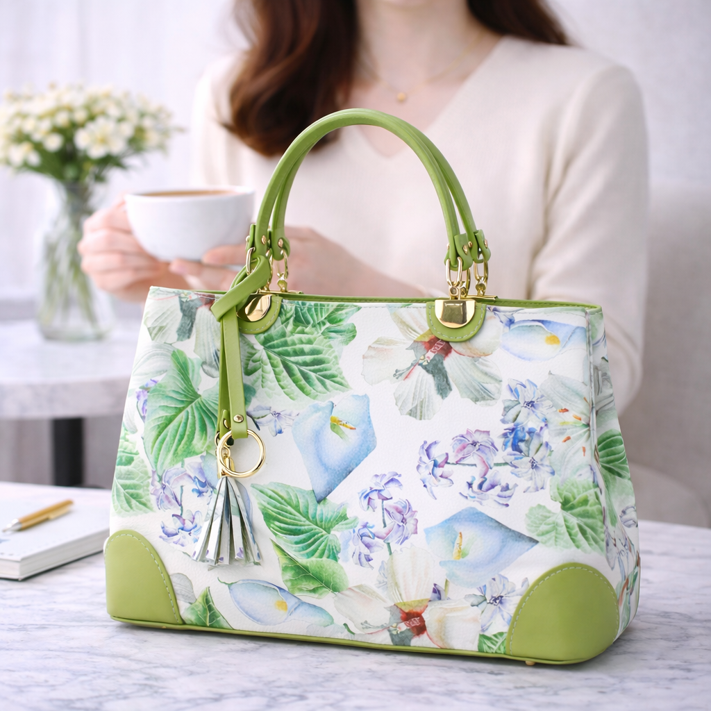 Bolso en piel Pregato Eleganza Tropical Green