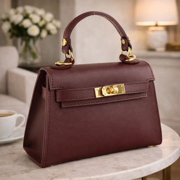 Bolso en Piel Pregato mini Latenza Burdeos